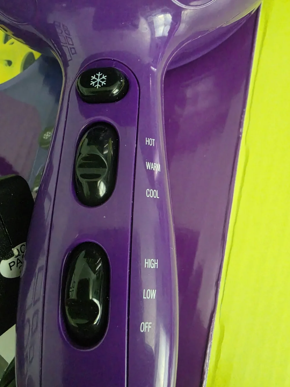 BedHead Purple Hair Dryer with Bright Yellow Diffuser
